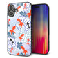 iPhone16 Plus 強化ガラス＆TPUスマホケース ガラプリ【HA215 金魚 花柄 ブルー】