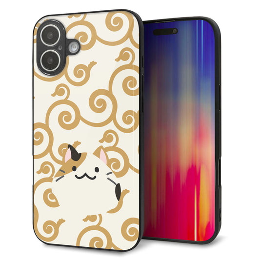 iPhone16 Plus 強化ガラス＆TPUスマホケース ガラプリ【HA245 もちねこ ミケ】