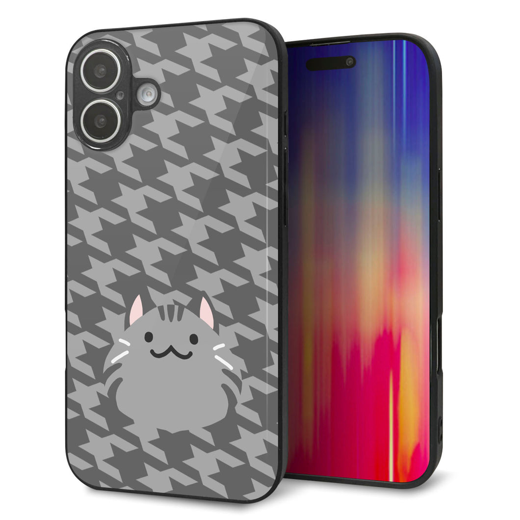 iPhone16 Plus 強化ガラス＆TPUスマホケース ガラプリ【HA246 もちねこ サバトラ】