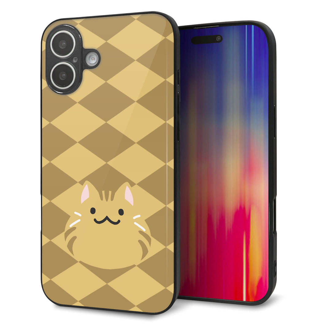iPhone16 Plus 強化ガラス＆TPUスマホケース ガラプリ【HA247 もちねこ 茶トラ】