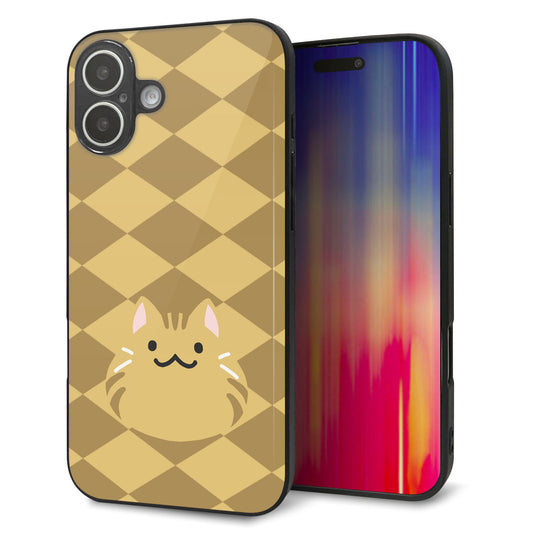 iPhone16 Plus 強化ガラス＆TPUスマホケース ガラプリ【HA247 もちねこ 茶トラ】