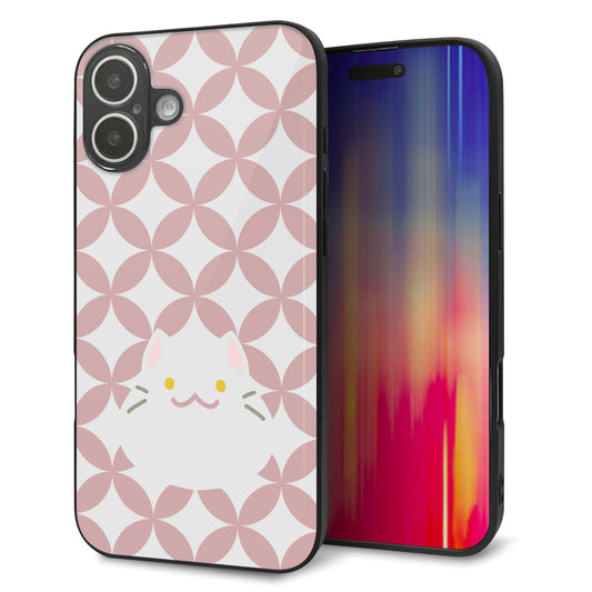 iPhone16 Plus 強化ガラス＆TPUスマホケース ガラプリ【HA248 もちねこ シロ】