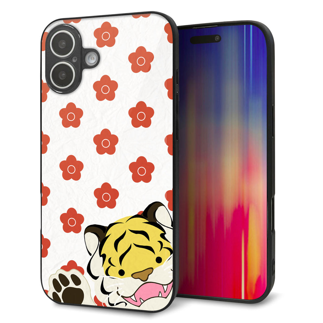 iPhone16 Plus 強化ガラス＆TPUスマホケース ガラプリ【HA254 虎アップ】