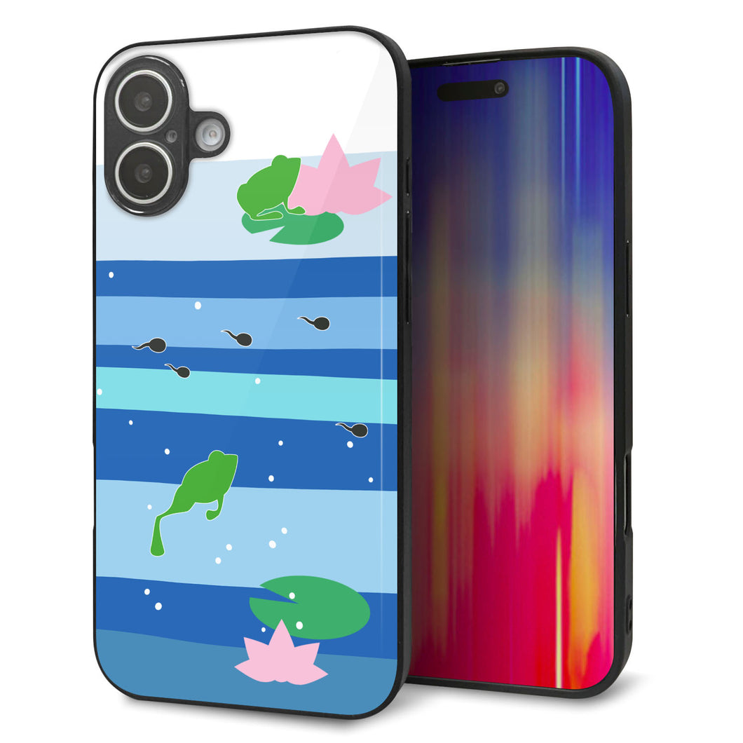iPhone16 Plus 強化ガラス＆TPUスマホケース ガラプリ【HA280 カエルとオタマ】