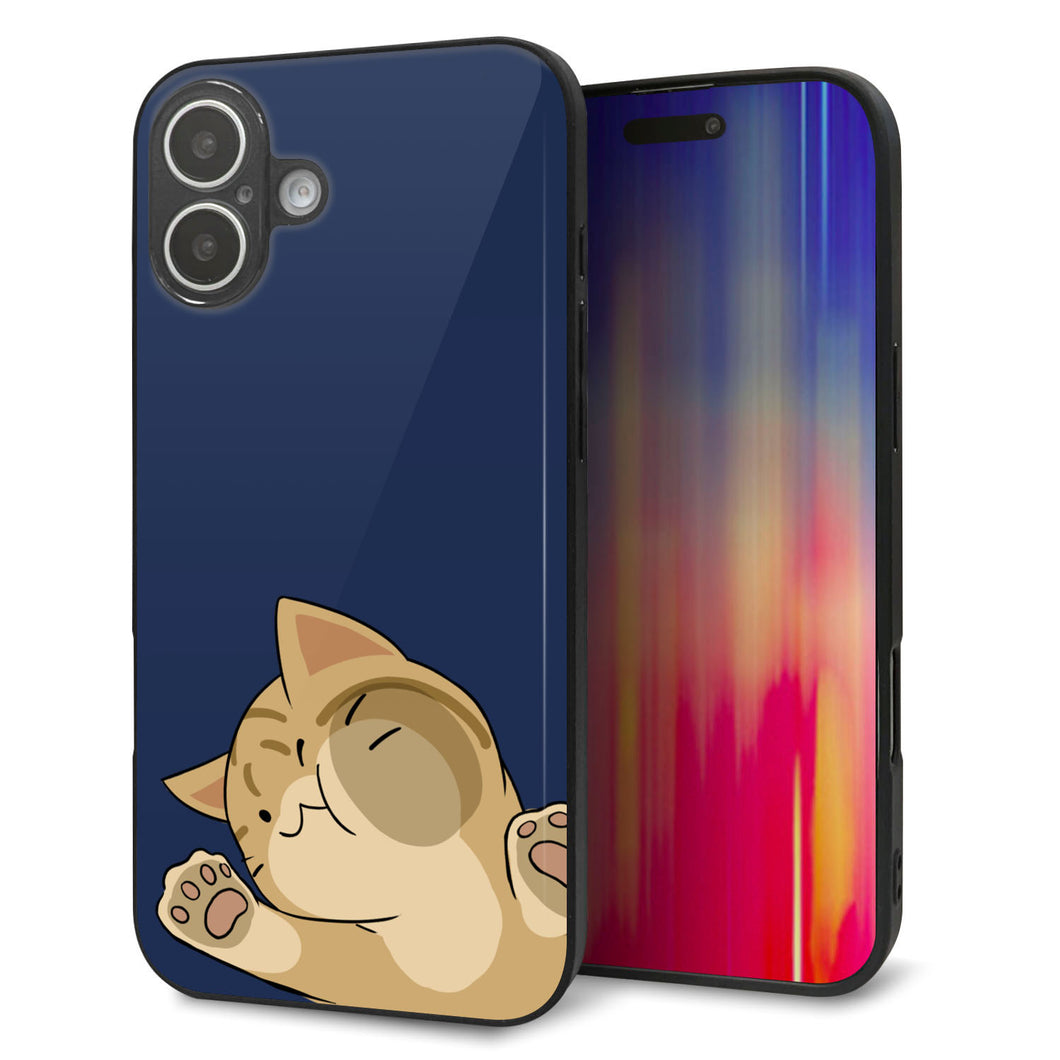 iPhone16 Plus 強化ガラス＆TPUスマホケース ガラプリ【HA290 むぎゅっとトラ】