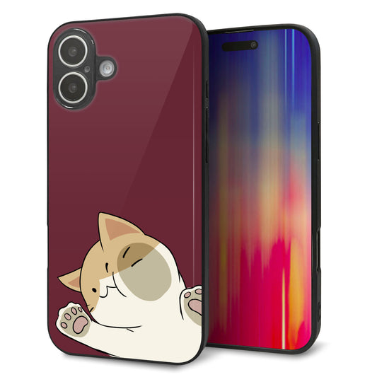 iPhone16 Plus 強化ガラス＆TPUスマホケース ガラプリ【HA291 むぎゅっとハチワレ】