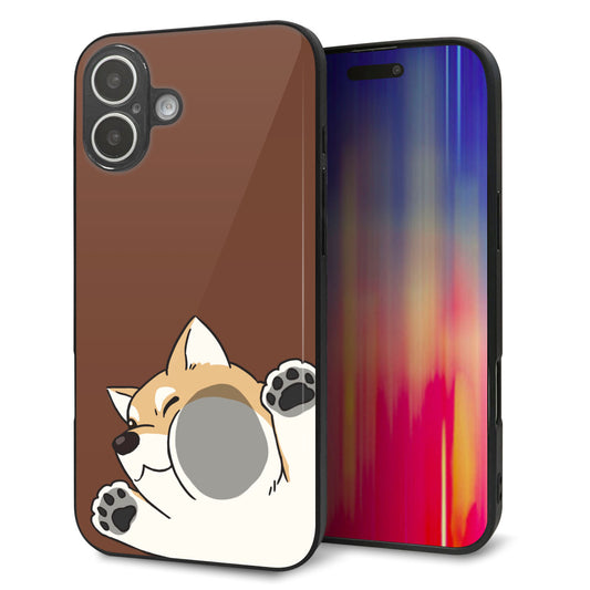 iPhone16 Plus 強化ガラス＆TPUスマホケース ガラプリ【HA293 むぎゅっと柴】