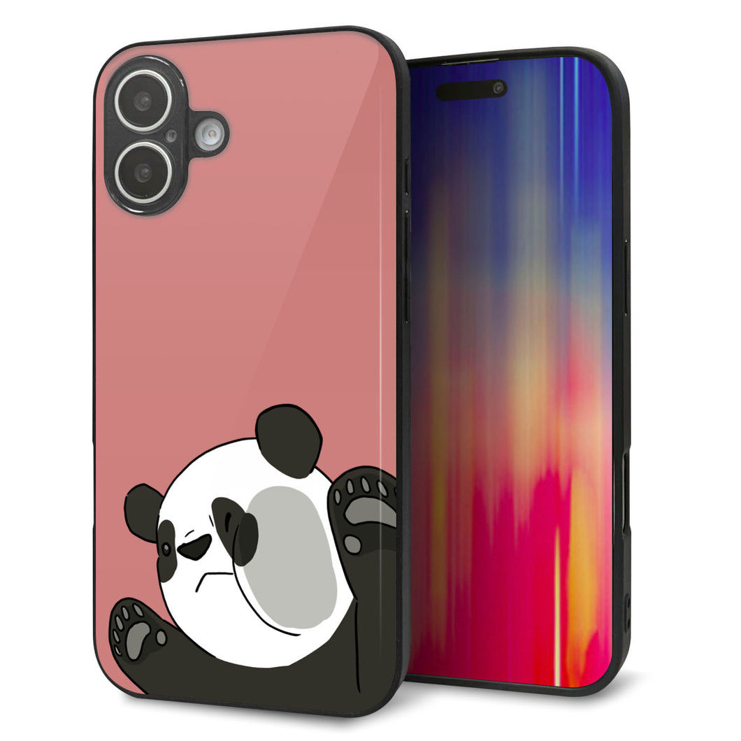 iPhone16 Plus 強化ガラス＆TPUスマホケース ガラプリ【HA300 むぎゅっとパンダ】