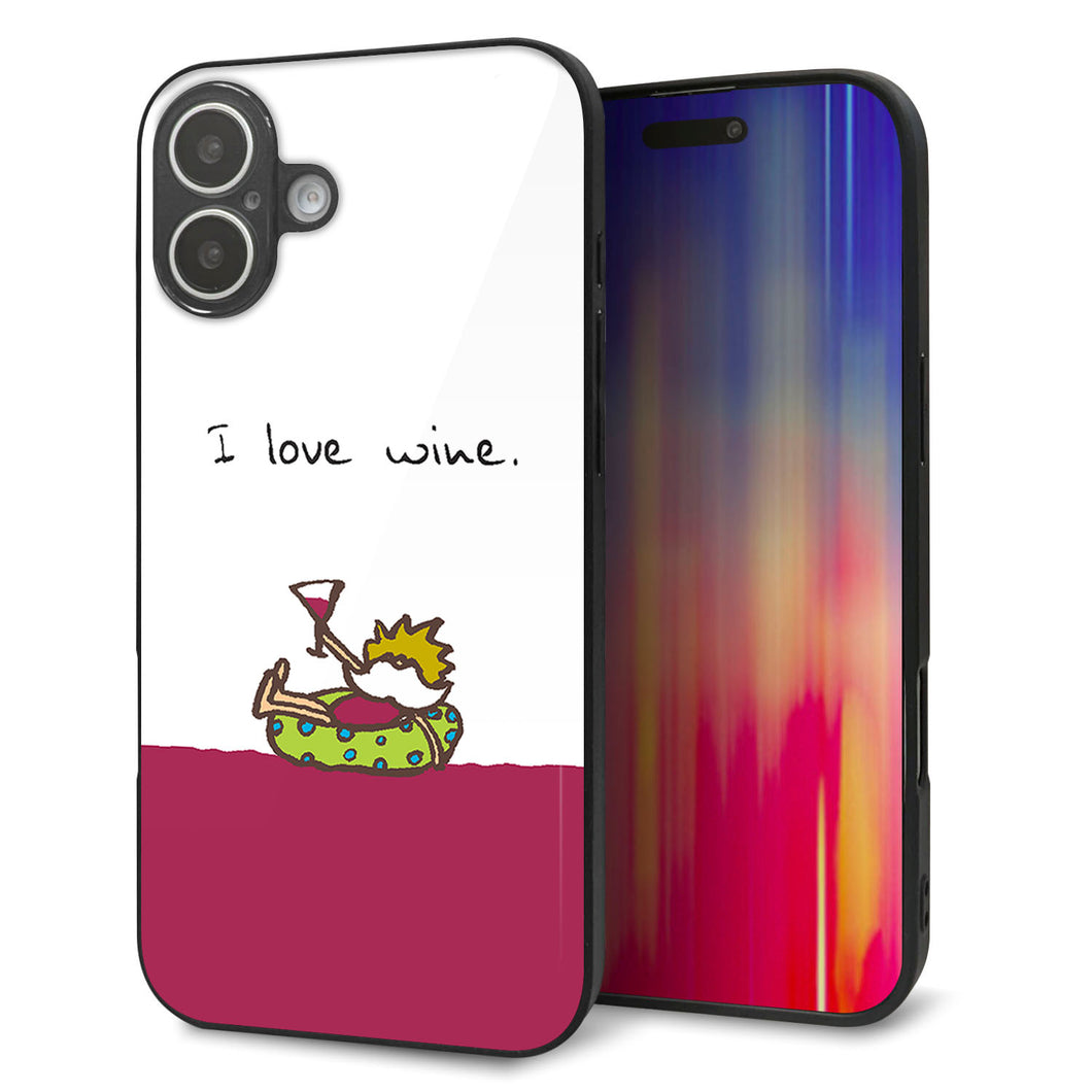 iPhone16 Plus 強化ガラス＆TPUスマホケース ガラプリ【IA811 ワインの神様】