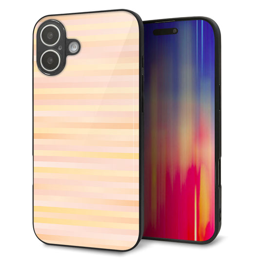 iPhone16 Plus 強化ガラス＆TPUスマホケース ガラプリ【IB909 グラデーションボーダー_オレンジ】