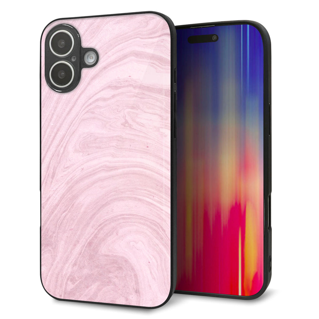 iPhone16 Plus 強化ガラス＆TPUスマホケース ガラプリ【KM873 大理石ラベンダー】
