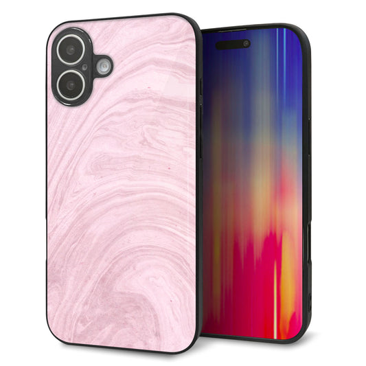 iPhone16 Plus 強化ガラス＆TPUスマホケース ガラプリ【KM873 大理石ラベンダー】