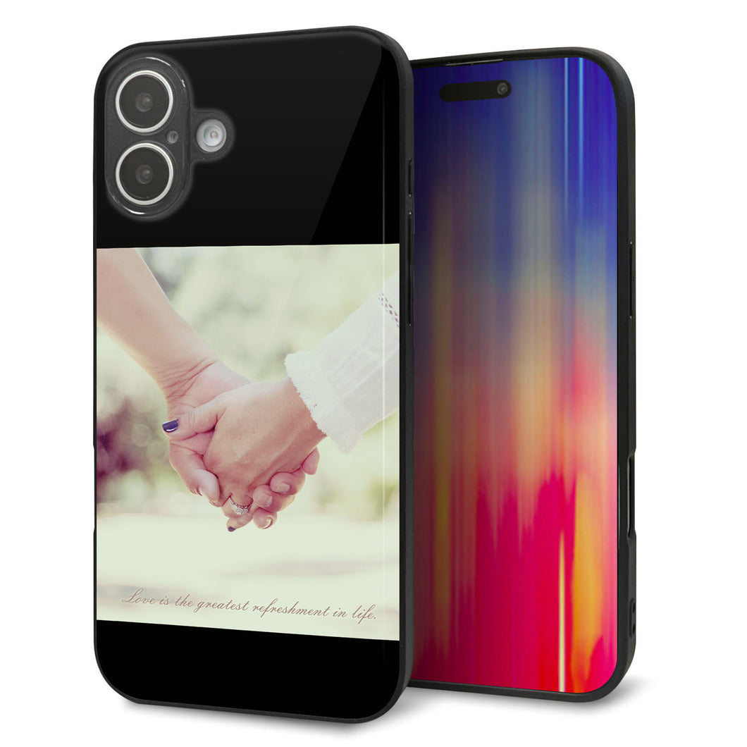 iPhone16 Plus 強化ガラス＆TPUスマホケース ガラプリ【KM875 カップル】