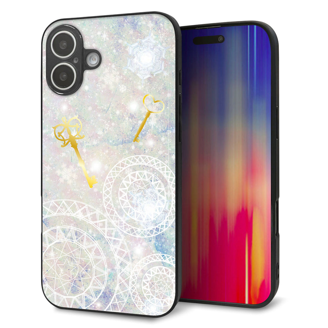 iPhone16 Plus 強化ガラス＆TPUスマホケース ガラプリ【KM881 魔法陣と鍵】