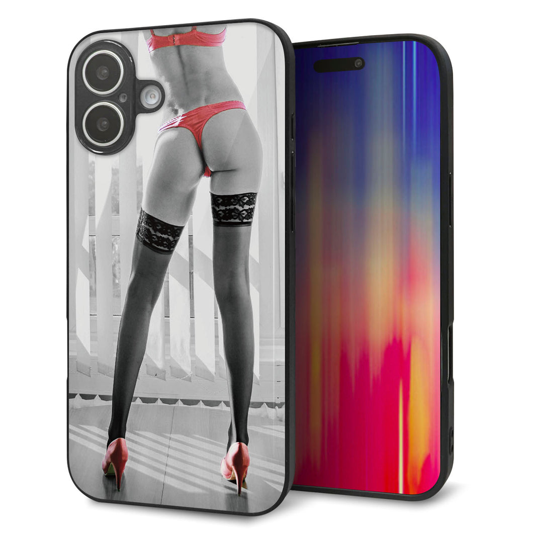 iPhone16 Plus 強化ガラス＆TPUスマホケース ガラプリ【KM889 ハイヒール】