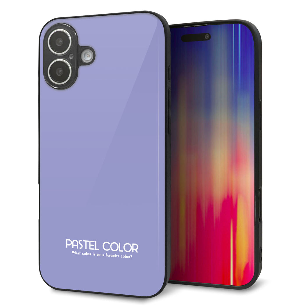 iPhone16 Plus 強化ガラス＆TPUスマホケース ガラプリ【KM900 パステルカラー(パステルブルー)】