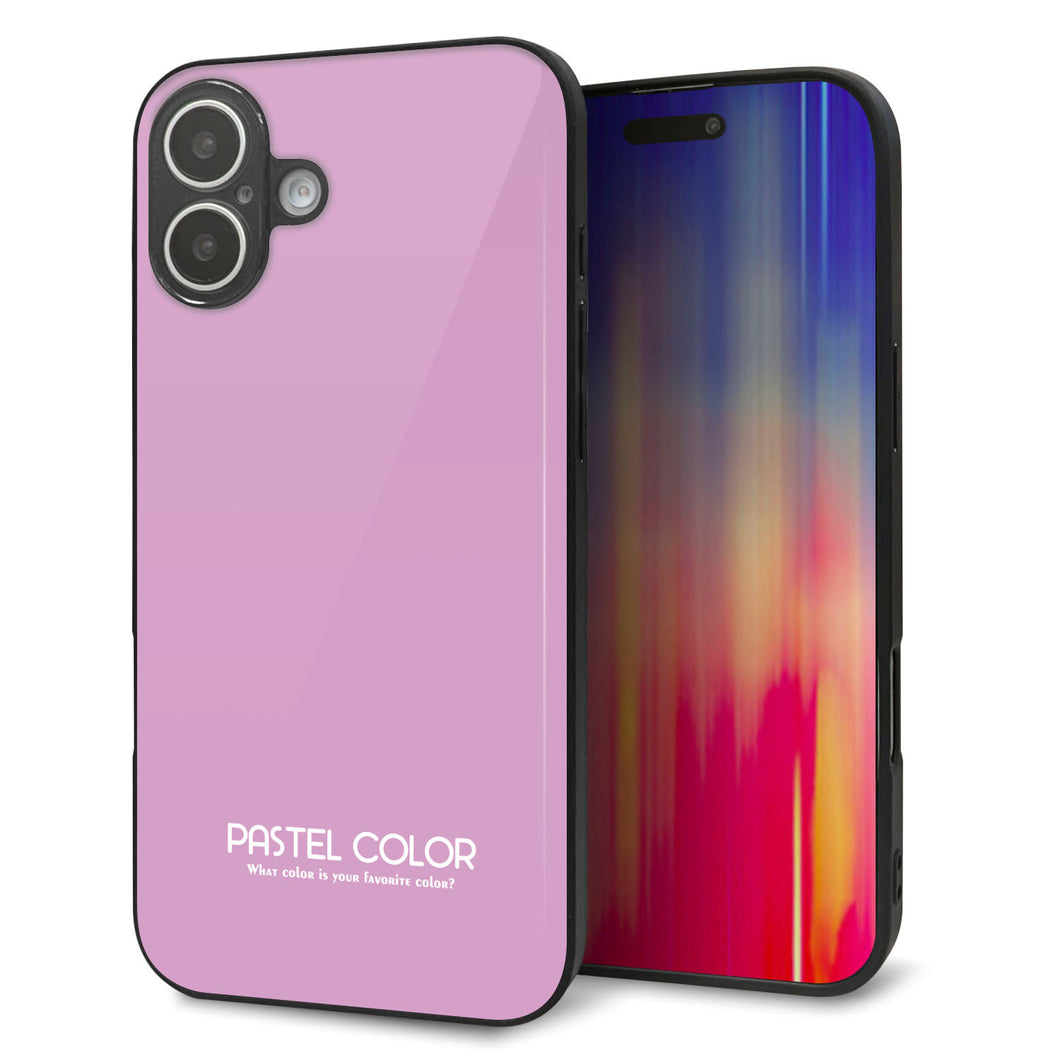 iPhone16 Plus 強化ガラス＆TPUスマホケース ガラプリ【KM901 パステルカラー(パステルラベンダー)】
