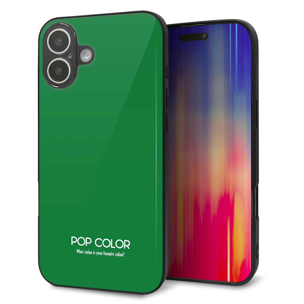 iPhone16 Plus 強化ガラス＆TPUスマホケース ガラプリ【KM907 ポップカラー(グリーン)】