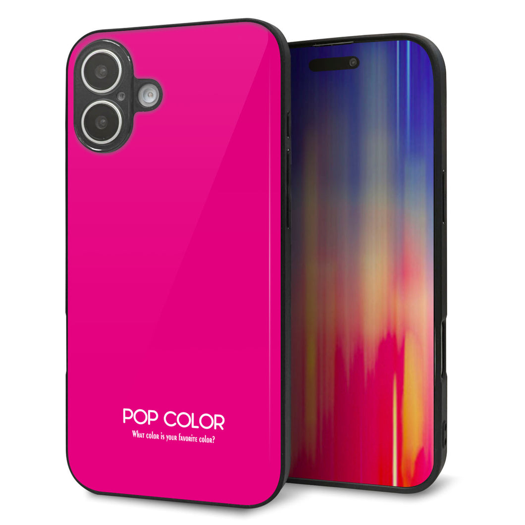iPhone16 Plus 強化ガラス＆TPUスマホケース ガラプリ【KM910 ポップカラー(ピンク)】