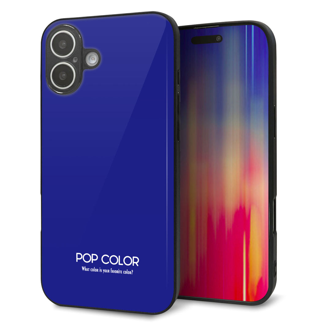 iPhone16 Plus 強化ガラス＆TPUスマホケース ガラプリ【KM912 ポップカラー(ブルー)】