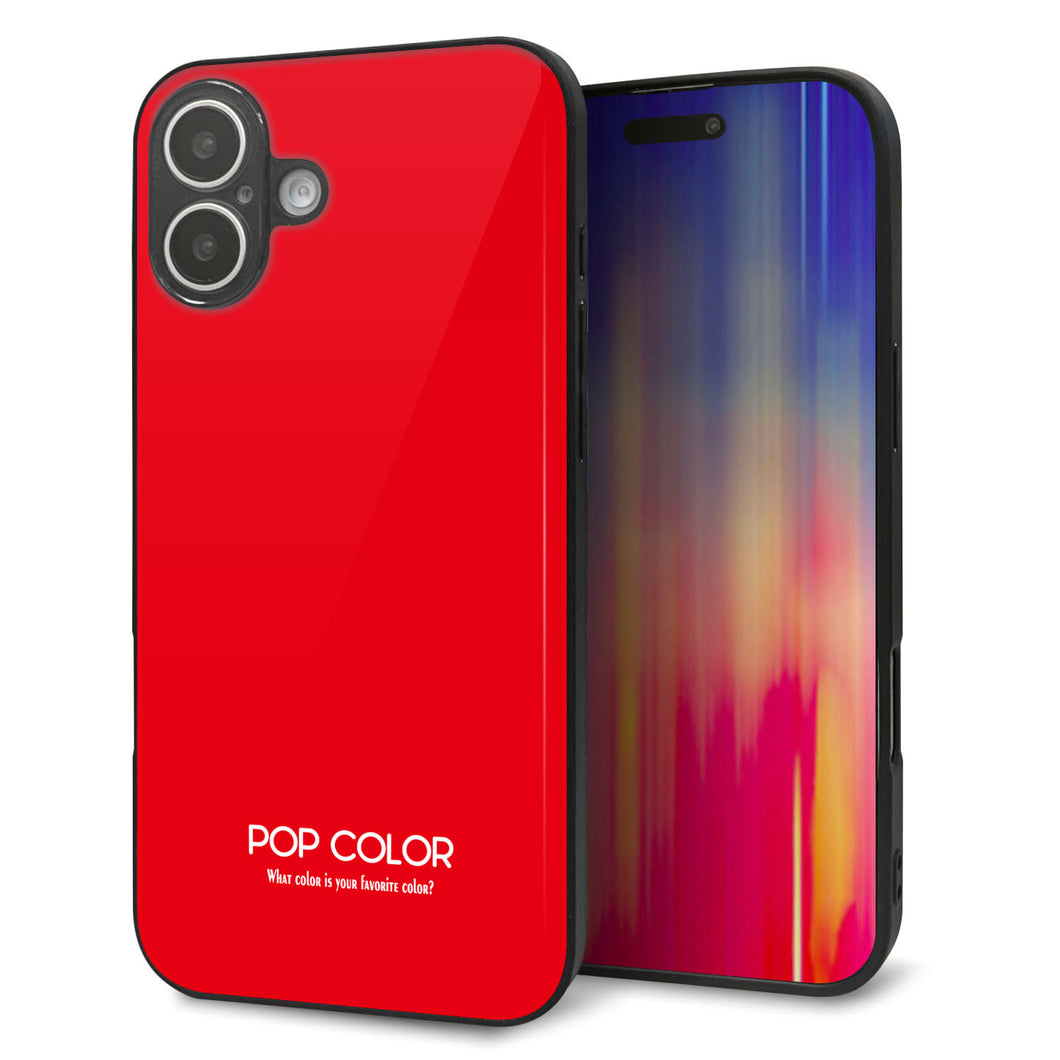 iPhone16 Plus 強化ガラス＆TPUスマホケース ガラプリ【KM915 ポップカラー(レッド)】