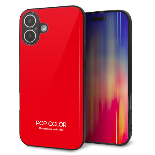 iPhone16 Plus 強化ガラス＆TPUスマホケース ガラプリ【KM915 ポップカラー(レッド)】