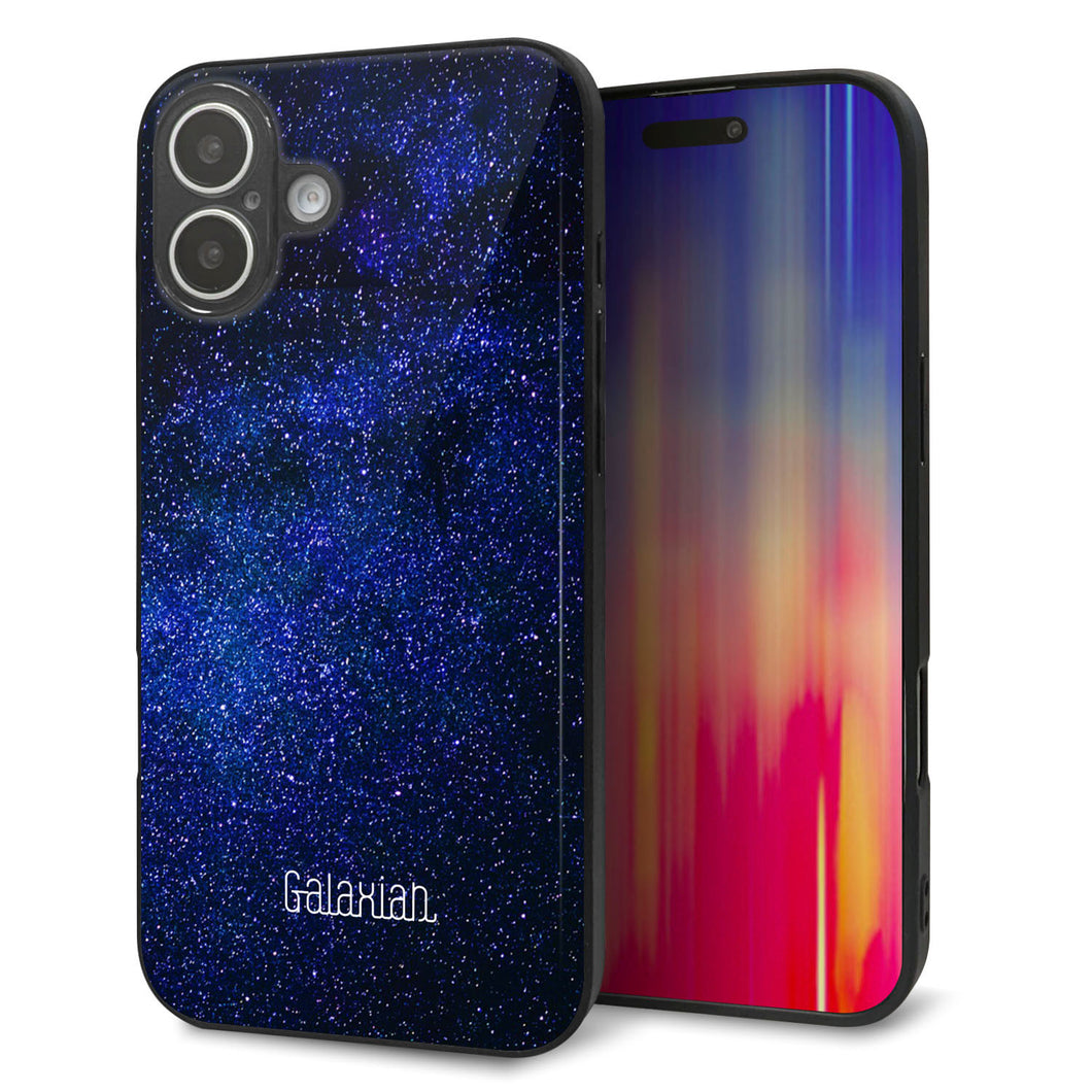 iPhone16 Plus 強化ガラス＆TPUスマホケース ガラプリ【KM924 Galaxias Blue】