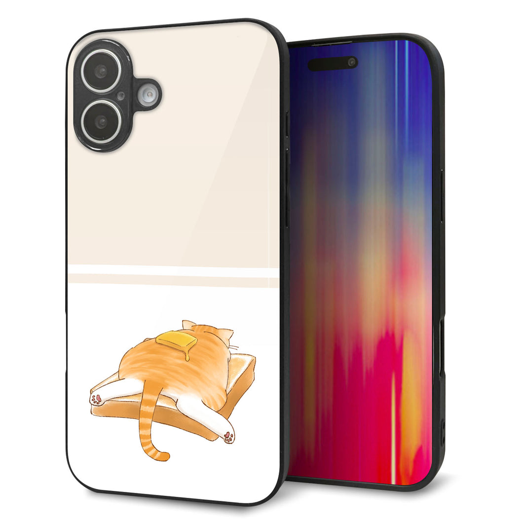 iPhone16 Plus 強化ガラス＆TPUスマホケース ガラプリ【KM959 バター】
