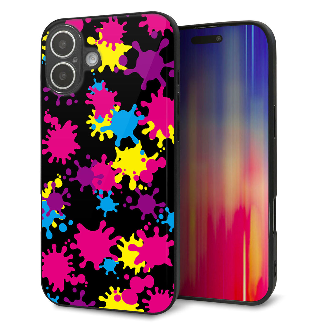 iPhone16 Plus 強化ガラス＆TPUスマホケース ガラプリ【MA877 ペイントブラック】