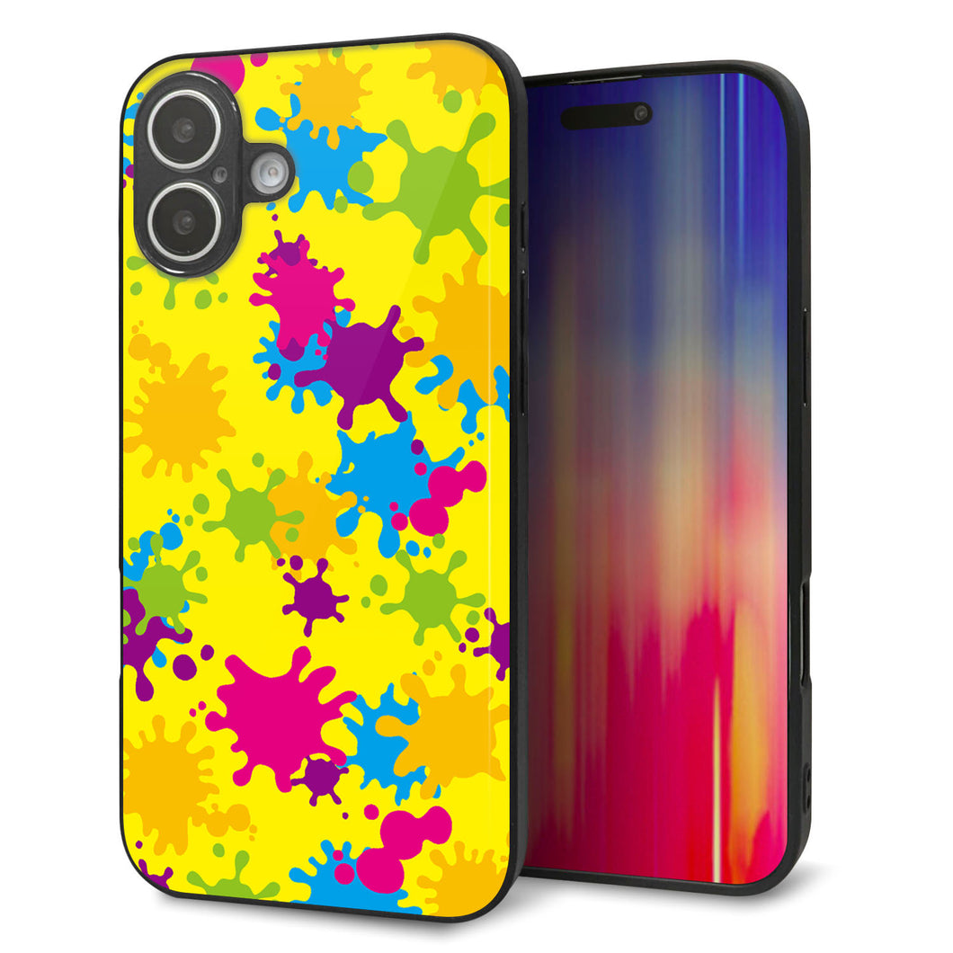 iPhone16 Plus 強化ガラス＆TPUスマホケース ガラプリ【MA879 ペイントイエロー】