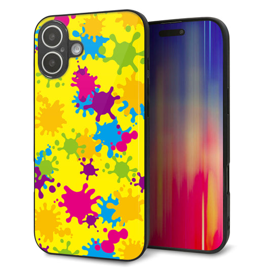 iPhone16 Plus 強化ガラス＆TPUスマホケース ガラプリ【MA879 ペイントイエロー】