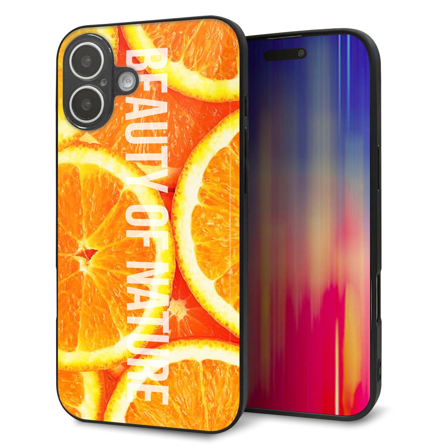 iPhone16 Plus 強化ガラス＆TPUスマホケース ガラプリ【MA882 オレンジ】