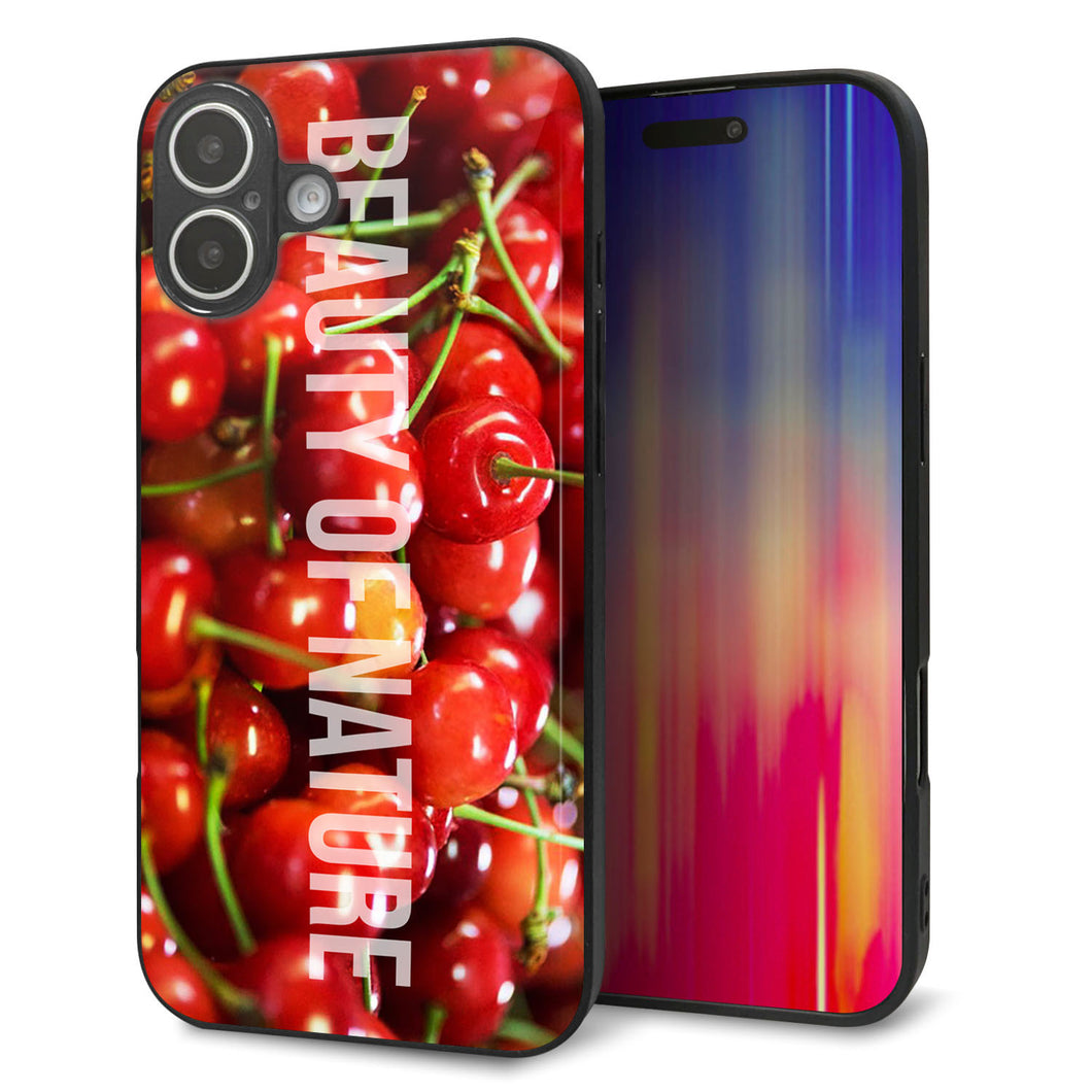iPhone16 Plus 強化ガラス＆TPUスマホケース ガラプリ【MA883 チェリー】