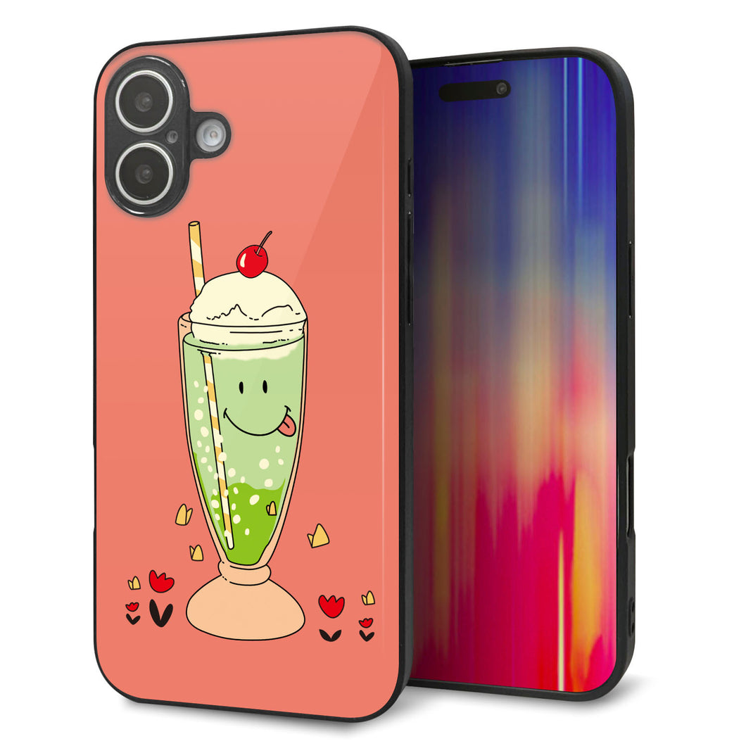 iPhone16 Plus 強化ガラス＆TPUスマホケース ガラプリ【MA900 クリームソーダ】