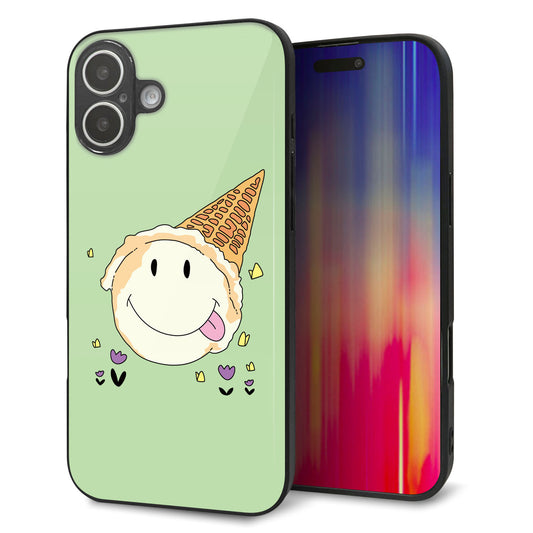 iPhone16 Plus 強化ガラス＆TPUスマホケース ガラプリ【MA902 アイスクリーム】
