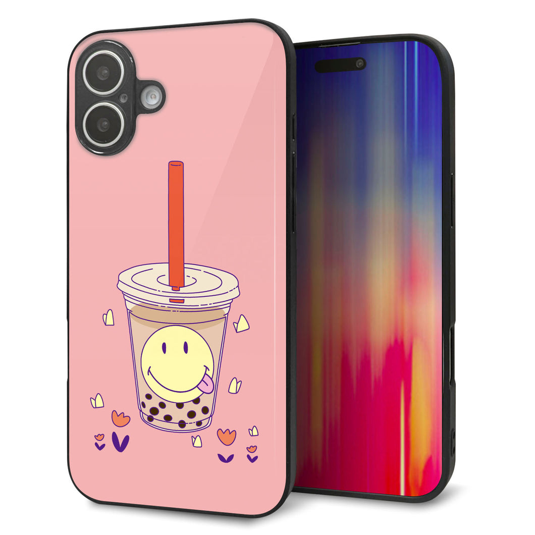 iPhone16 Plus 強化ガラス＆TPUスマホケース ガラプリ【MA903 タピオカ】