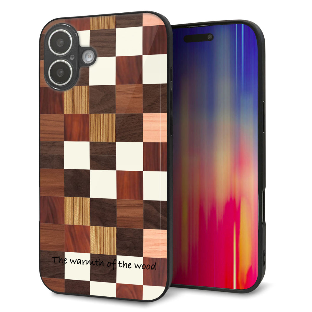 iPhone16 Plus 強化ガラス＆TPUスマホケース ガラプリ【MA929 寄木細工 チェッカー】