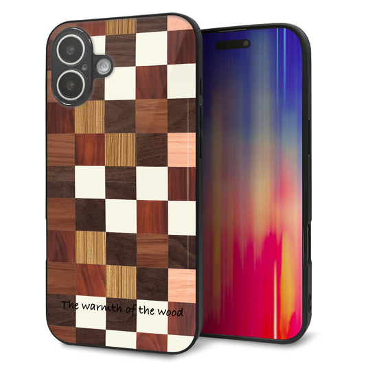 iPhone16 Plus 強化ガラス＆TPUスマホケース ガラプリ【MA929 寄木細工 チェッカー】