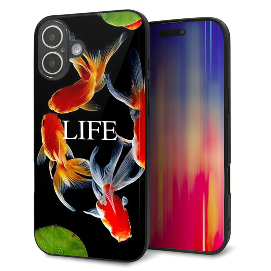 iPhone16 Plus 強化ガラス＆TPUスマホケース ガラプリ【MA958 金魚 C】