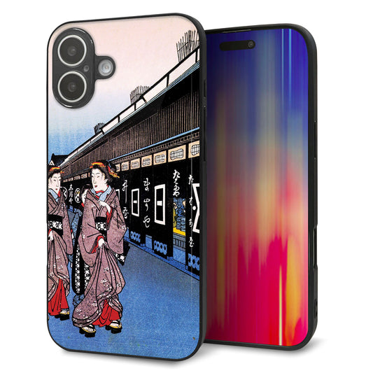 iPhone16 Plus 強化ガラス＆TPUスマホケース ガラプリ【MA966 花魁 B】