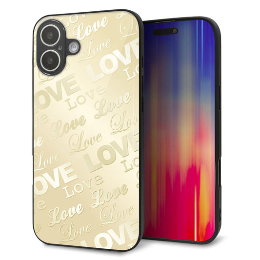 iPhone16 Plus 強化ガラス＆TPUスマホケース ガラプリ【SC840 エンボス風LOVEリンク（ヌーディーベージュ）】