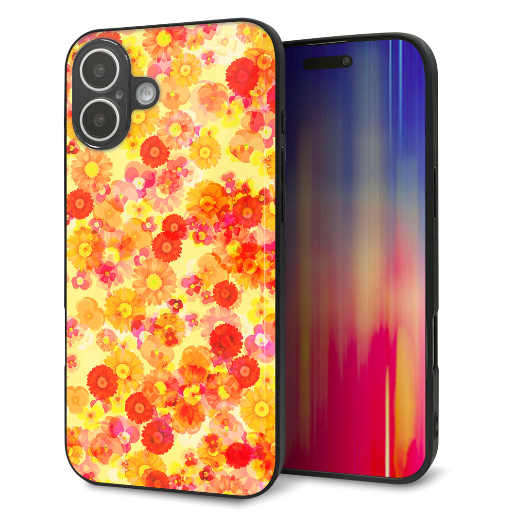 iPhone16 Plus 強化ガラス＆TPUスマホケース ガラプリ【SC867 リバティプリント フルールドパルファン（イエロー）】