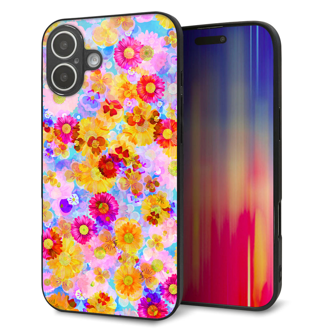 iPhone16 Plus 強化ガラス＆TPUスマホケース ガラプリ【SC870 リバティプリント フルールドパルファン（ブルー）】