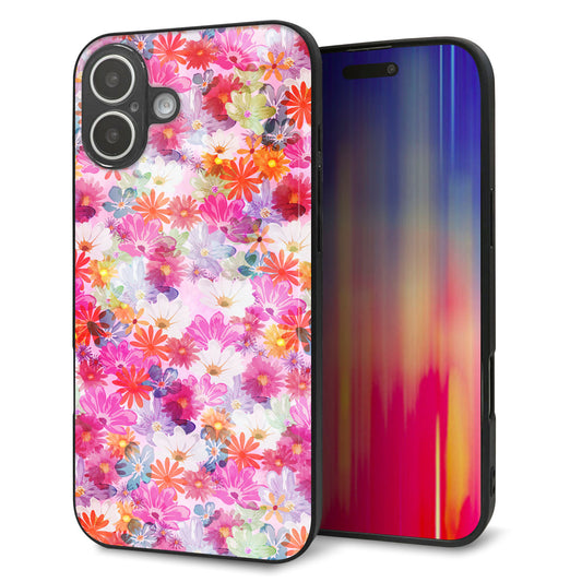 iPhone16 Plus 強化ガラス＆TPUスマホケース ガラプリ【SC874 リバティプリント プレスドフラワー（ピンク）】