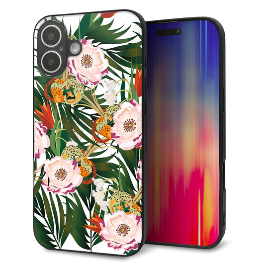 iPhone16 Plus 強化ガラス＆TPUスマホケース ガラプリ【SC895 ボタニカル フォレスト】
