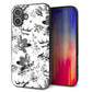 iPhone16 Plus 強化ガラス＆TPUスマホケース ガラプリ【SC914 花柄モノトーン 03】