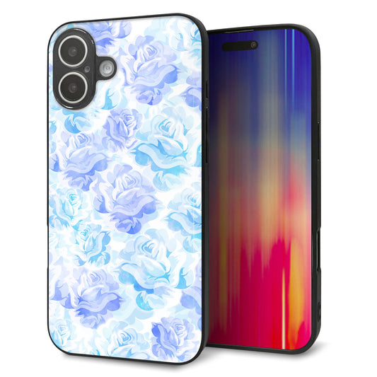 iPhone16 Plus 強化ガラス＆TPUスマホケース ガラプリ【SC927 ローズ ブルー】