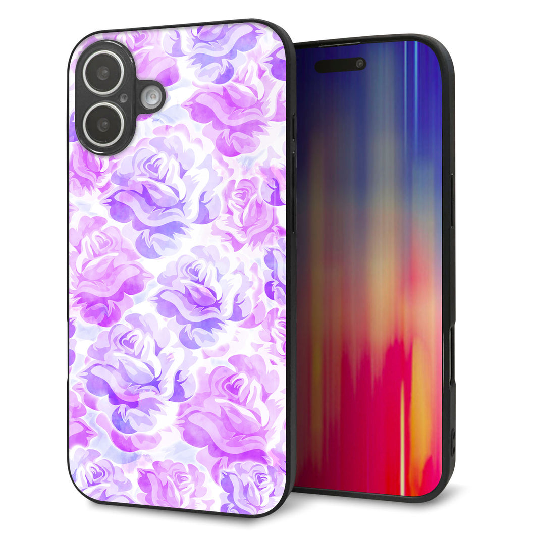 iPhone16 Plus 強化ガラス＆TPUスマホケース ガラプリ【SC929 ローズ パープル】