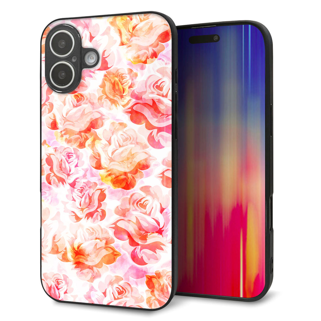 iPhone16 Plus 強化ガラス＆TPUスマホケース ガラプリ【SC930 ローズ レッド】