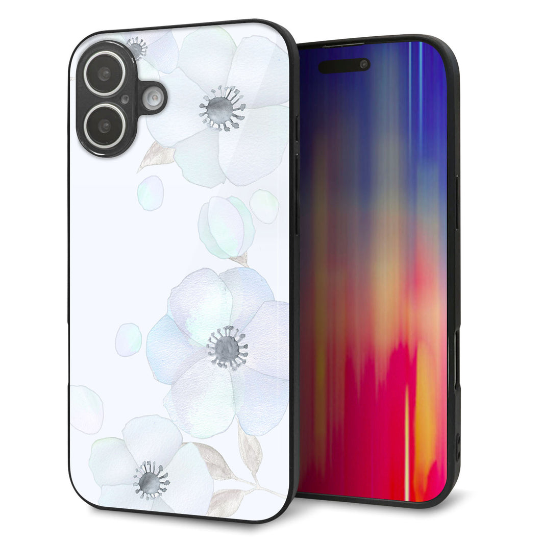 iPhone16 Plus 強化ガラス＆TPUスマホケース ガラプリ【SC951 ドゥ・フルール（エンジェルブルー）】